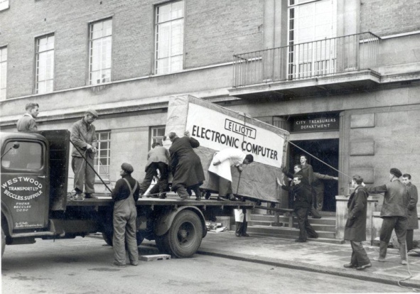 delivering-an-elliott-405-computer-in-1957-black-and-white-norwich